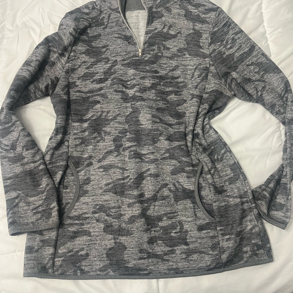 Gray Camo Quarter-Zip Pullover